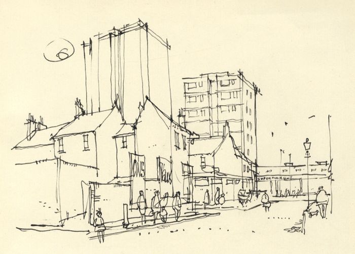 Paul Sharp - Mid 20th Century Pen and Ink Drawing, Urban Street