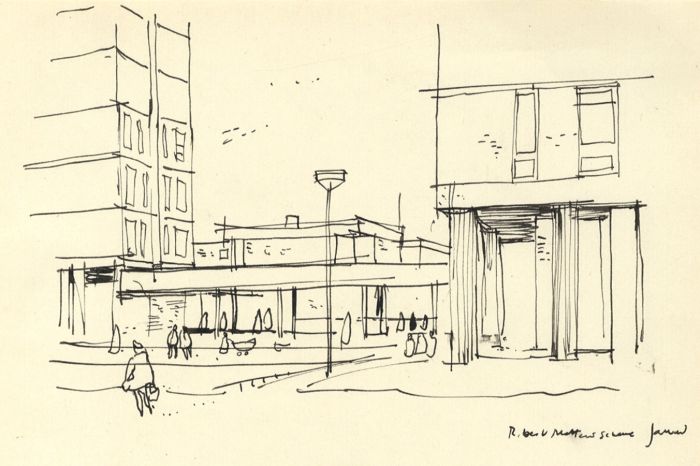 Paul Sharp - Mid 20th Century Pen and Ink Drawing, Urban Buildings