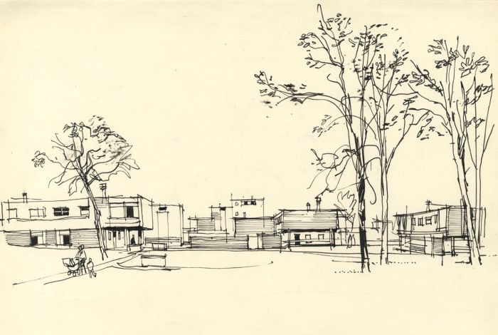 Paul Sharp - Mid 20th Century Pen and Ink Drawing, Buildings