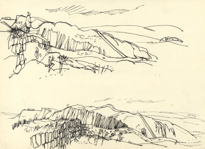 Paul Sharp - Mid 20th Century Pen and Ink Drawing, Two Landscapes