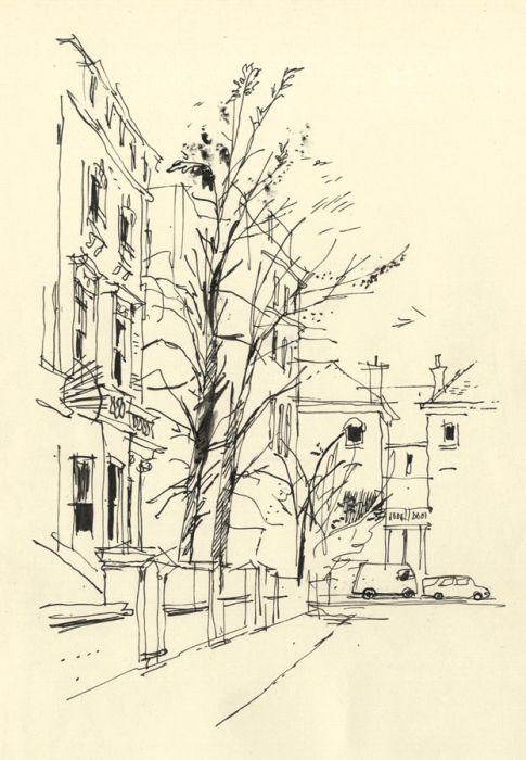 Paul Sharp - Mid 20th Century Pen and Ink Drawing, Street Scene