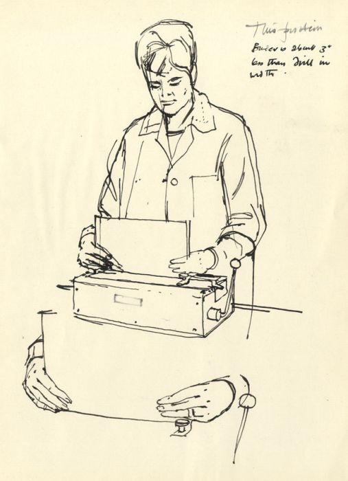 Paul Sharp - Mid 20th Century Pen and Ink Drawing, Female Machinist