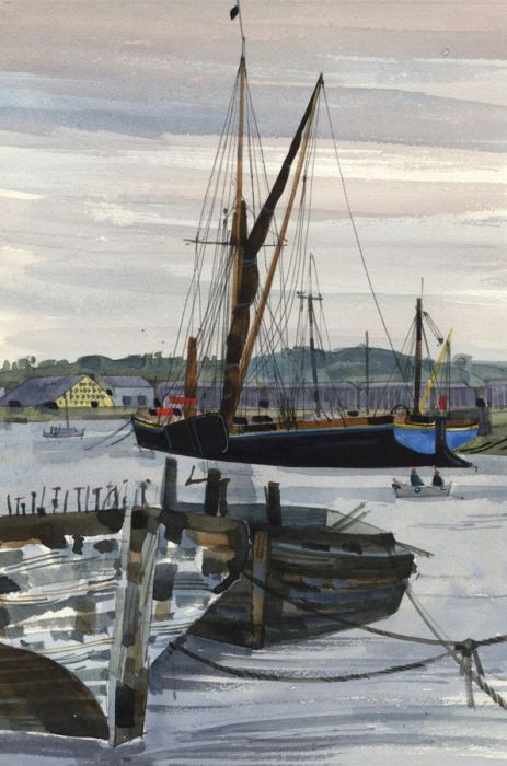 Paul Sharp - 1964 Watercolour, Chatham Reach from Frindsbury