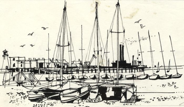 Paul Sharp - 1964 Pen and Ink Drawing, Shoreham Looking towards Hove