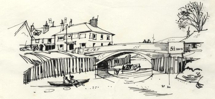 Paul Sharp - 1964 Pen and Ink Drawing, Beeding Bridge