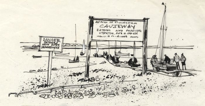 Paul Sharp - 1964 Pen and Ink Drawing, Gillingham Hard