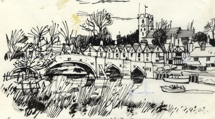Paul Sharp - 1964 Pen and Ink Drawing, Aylesford