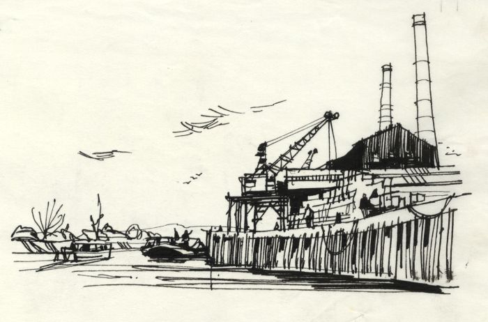 Paul Sharp - 1964 Pen and Ink Drawing, Industry at Snodland