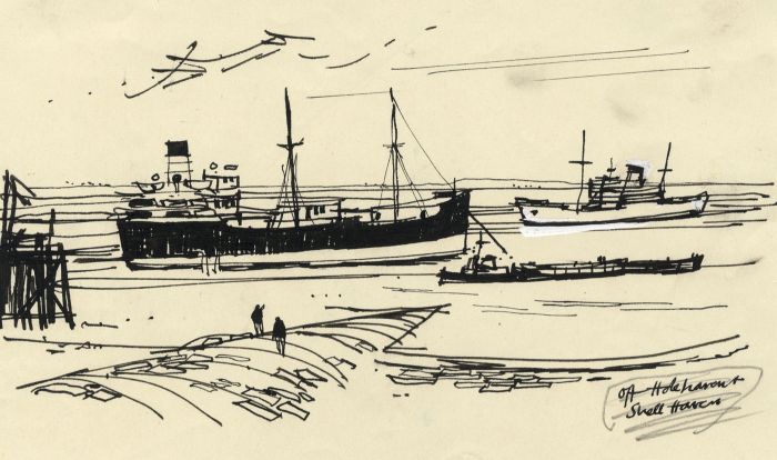 Paul Sharp - 1964 Pen and Ink Drawing, Off Hole Haven