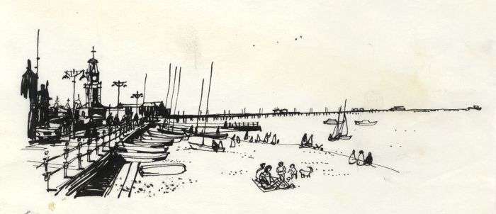 Paul Sharp - 1964 Pen and Ink Drawing, Herne Bay and Pier