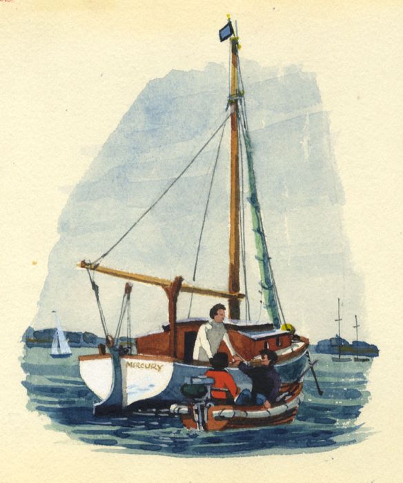 Paul Sharp - 1963 Watercolour, Frontispiece for Sailing Tours Essex and Suffolk
