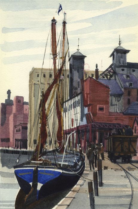 Paul Sharp - 1963 Watercolour, Ipswich Docks