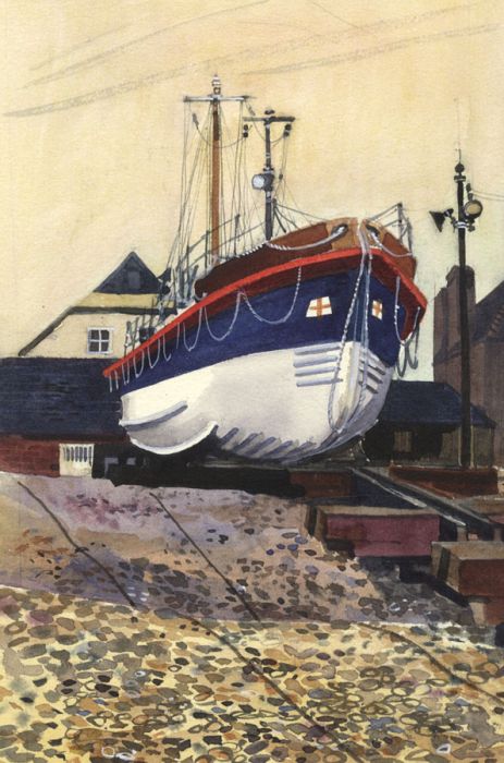 Paul Sharp - 1963 Watercolour, The Aldeburgh Lifeboat