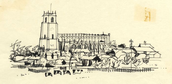 Paul Sharp - 1963 Pen and Ink Drawing, Blythburgh Church