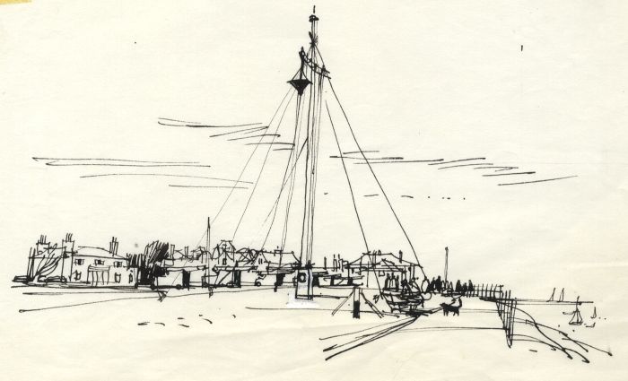 Paul Sharp - 1963 Pen and Ink Drawing, Gun Hill, Southwold