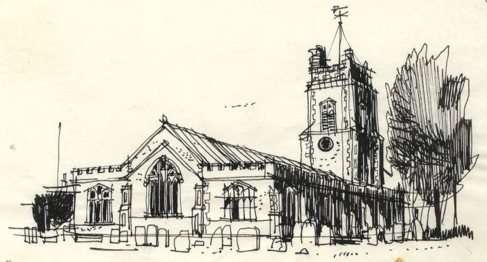 Paul Sharp - 1963 Pen and Ink Drawing, St Peter and St Paul, Aldeburgh