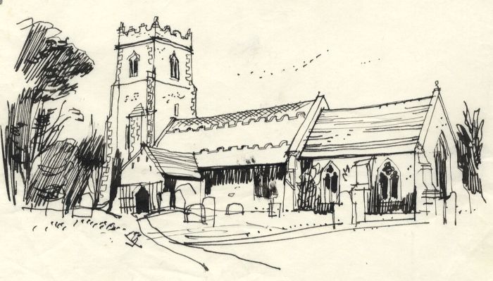 Paul Sharp - 1963 Pen and Ink Drawing, Iken Church