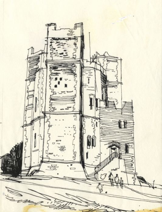 Paul Sharp - 1963 Pen and Ink Drawing, Orford Keep