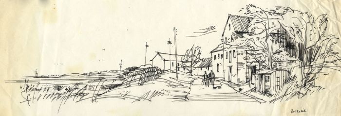 Paul Sharp - 1963 Pen and Ink Drawing, Butley Mills