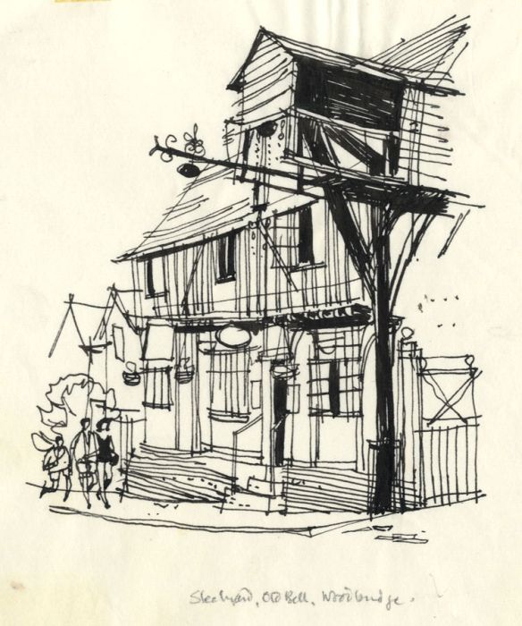 Paul Sharp - 1963 Pen and Ink Drawing, The Old Bell and Steelyard