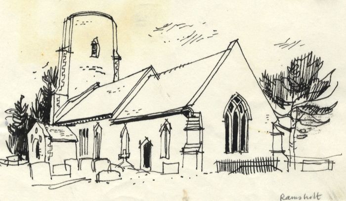 Paul Sharp - 1963 Pen and Ink Drawing, Ramsholt Church