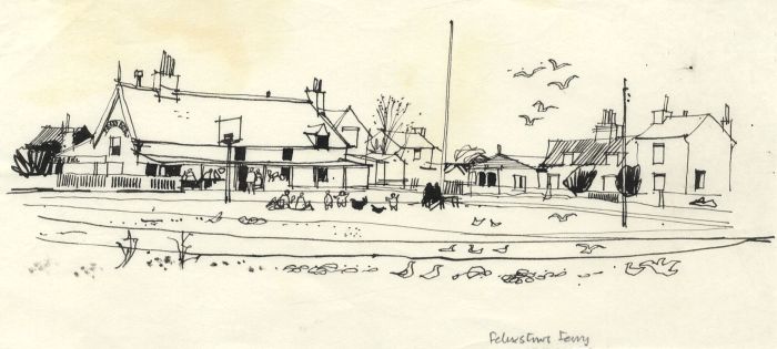 Paul Sharp - 1963 Pen and Ink Drawing, The Ferryboat Inn