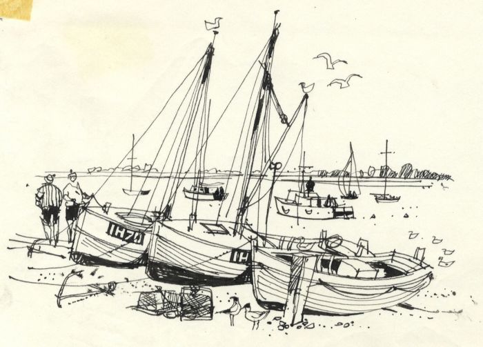 Paul Sharp - 1963 Pen and Ink Drawing, The Mouth of the Deben