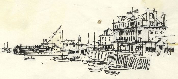 Paul Sharp - 1963 Pen and Ink Drawing, Harwich Harbour