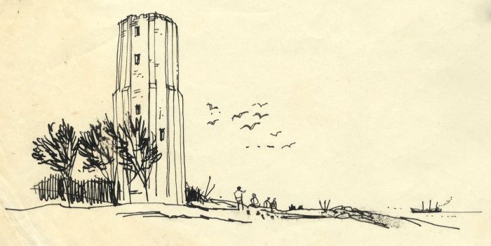 Paul Sharp - 1963 Pen and Ink Drawing, The Naze Tower