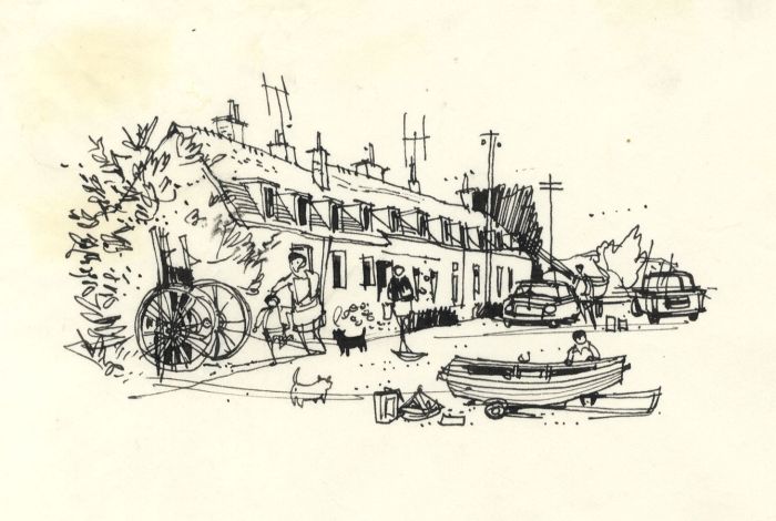 Paul Sharp - 1963 Pen and Ink Drawing, Walton Channel and Hamford Water