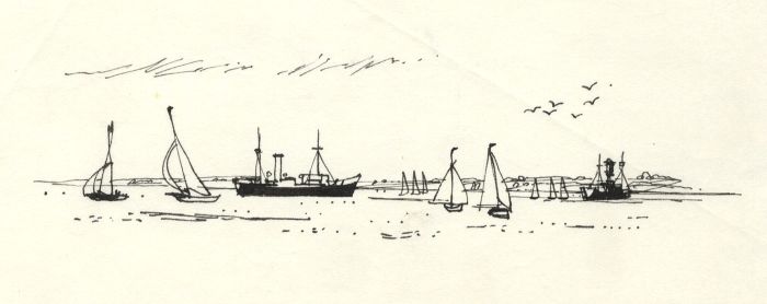 Paul Sharp - 1963 Pen and Ink Drawing, Orwell Haven