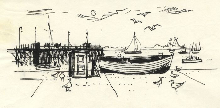 Paul Sharp - 1963 Pen and Ink Drawing, Parkeston from Harwich