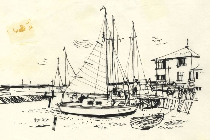 Paul Sharp - 1963 Pen and Ink Drawing, High Tide, Walton