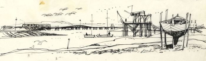 Paul Sharp - 1963 Pen and Ink Drawing, Alresford Creek