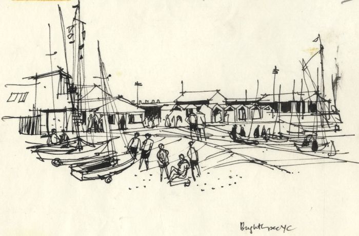 Paul Sharp - 1963 Pen and Ink Drawing, Brightlingsea Yacht Club