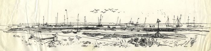 Paul Sharp - 1963 Pen and Ink Drawing, Cindery Island