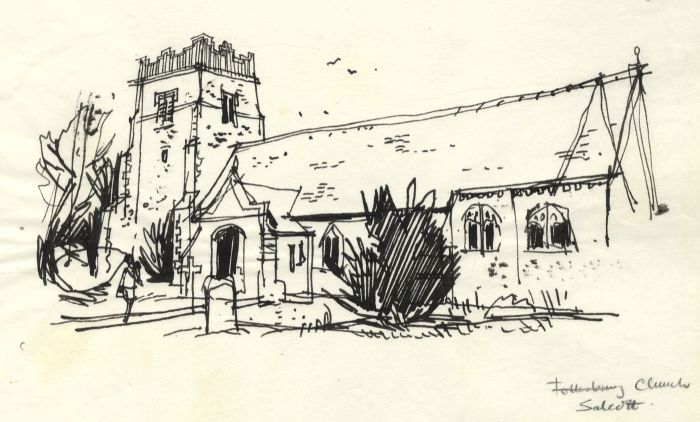 Paul Sharp - 1963 Pen and Ink Drawing, Salcott Church