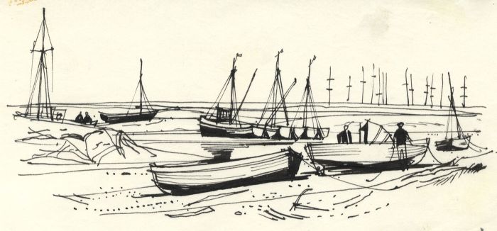 Paul Sharp - 1963 Pen and Ink Drawing, Low Tide, Woodrolfe Creek