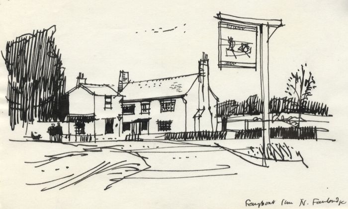 Paul Sharp - 1963 Pen and Ink Drawing, Ferryboat Inn, North Fambridge