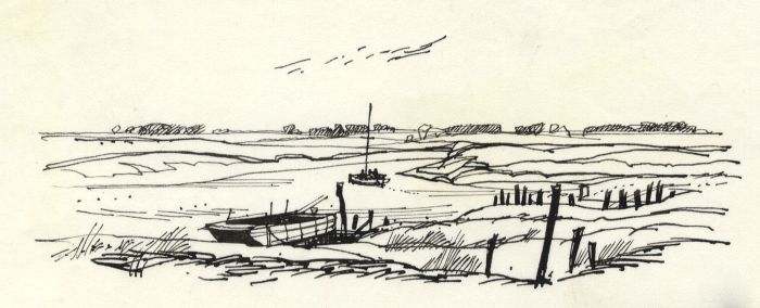 Paul Sharp - 1963 Pen and Ink Drawing, Potton Creek