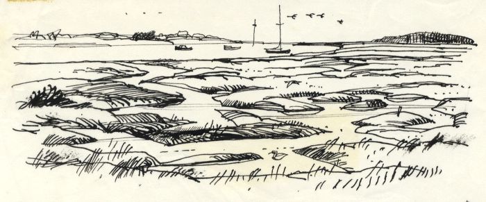 Paul Sharp - 1963 Pen and Ink Drawing, Paglesham Pool