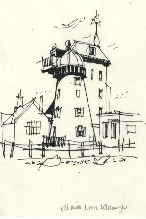 Paul Sharp - 1963 Pen and Ink Drawing, Old Mill House Aldeburgh