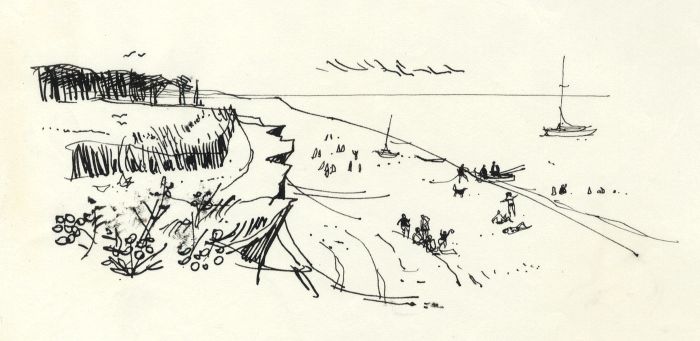 Paul Sharp - 1963 Pen and Ink Drawing, Coast
