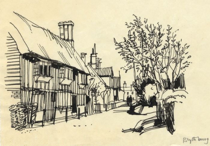 Paul Sharp - 1963 Pen and Ink Drawing, Blythburgh