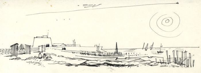 Paul Sharp - 1963 Pen and Ink Drawing, Coast
