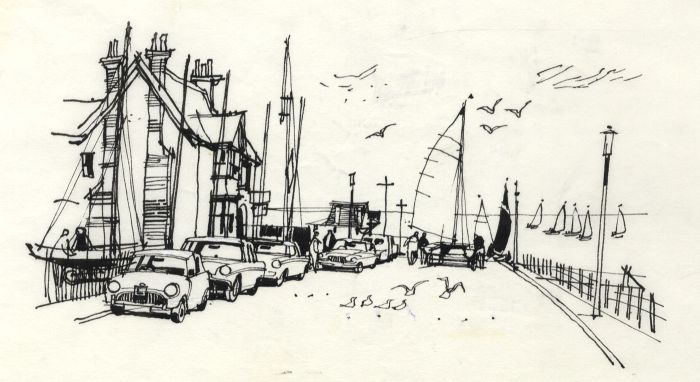 Paul Sharp - 1964 Pen and Ink Drawing, Cat Club, Minster