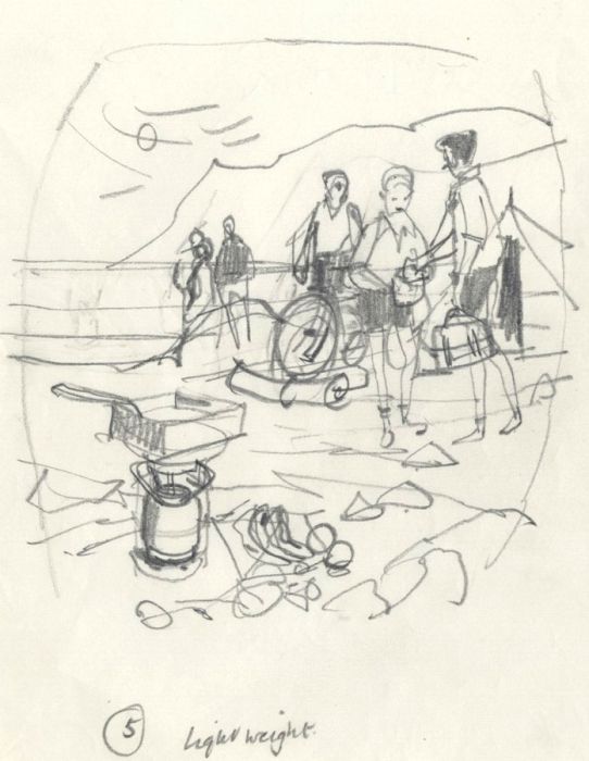 Paul Sharp - Mid 20th Century Graphite Drawing, Camping - Light Weight