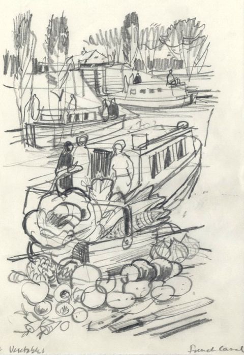 Paul Sharp - Mid 20th Century Graphite Drawing, French Canal