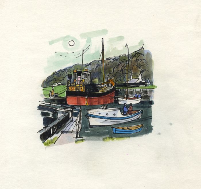 Paul Sharp - Small Mid 20th Century Watercolour, Boats Scene