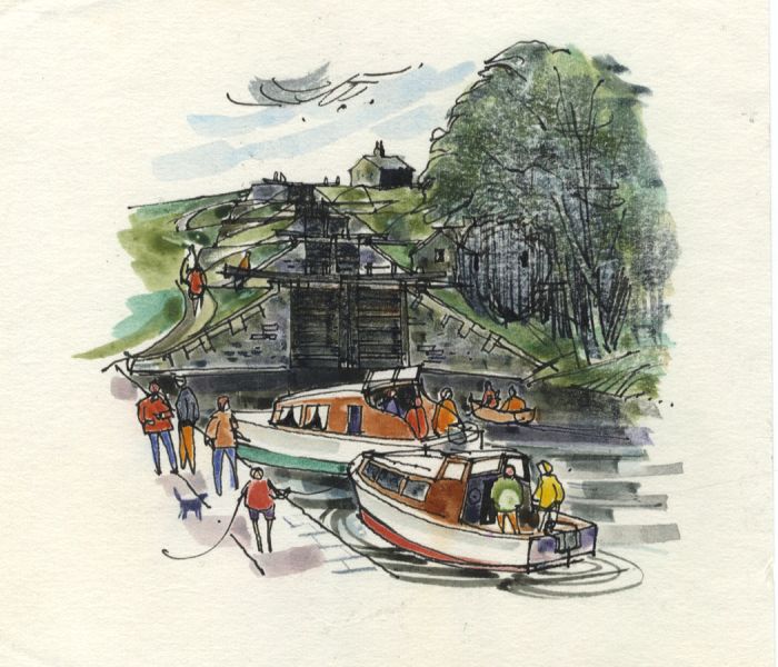 Paul Sharp - Small Mid 20th Century Watercolour, Foot of the Lock Flight